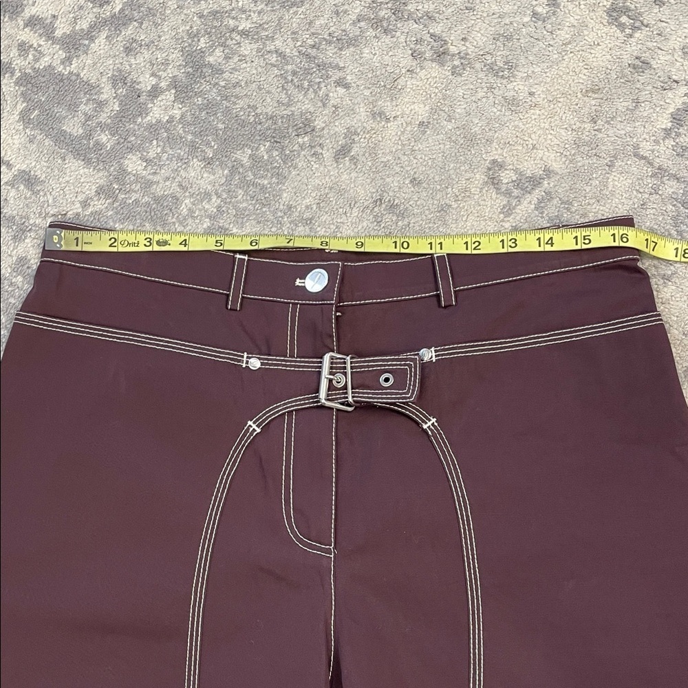 New Stella McCartney Buckle Embellished High Rise Cotton Trousers Brown Sz 46 - Picture 8 of 16